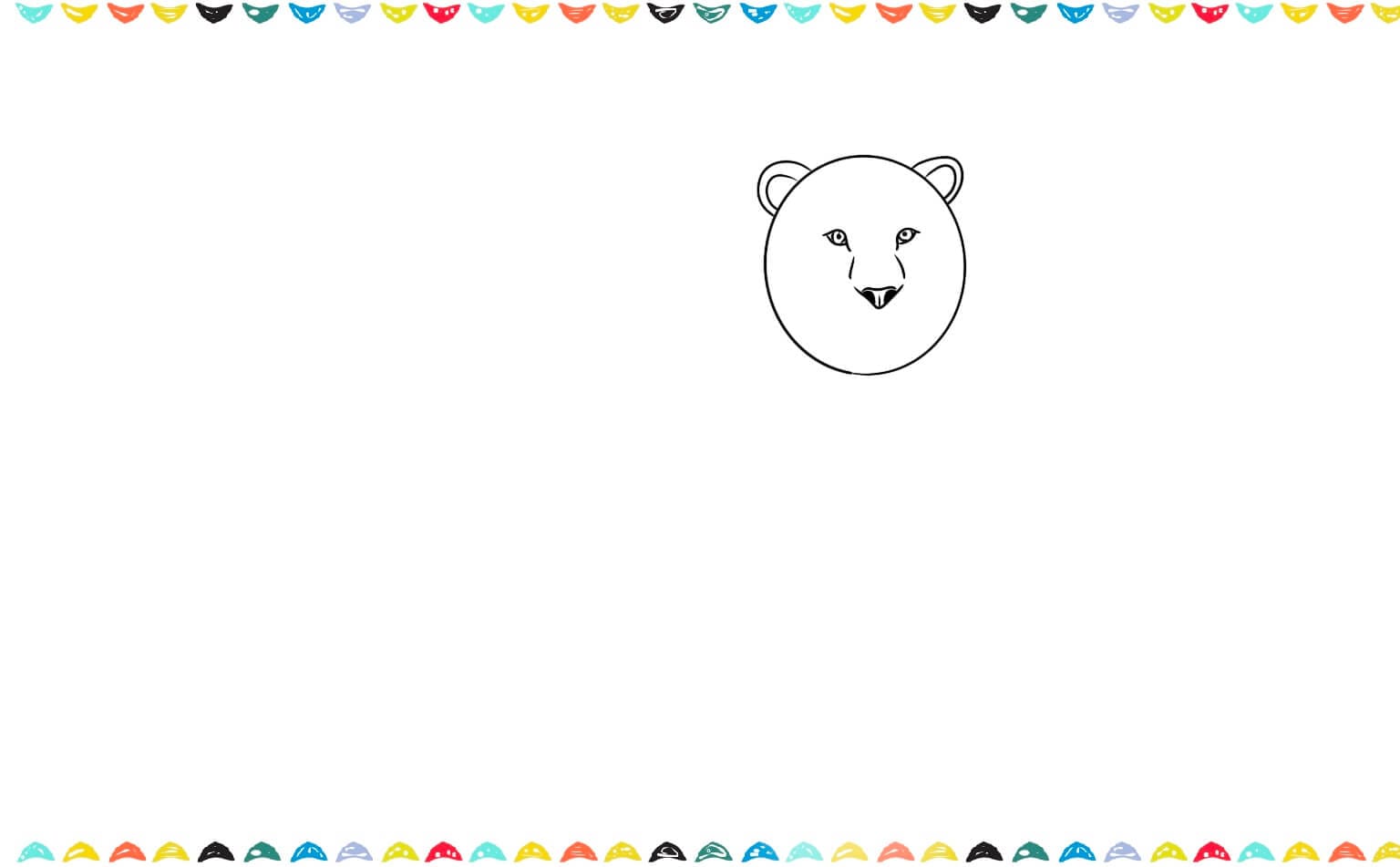 Add eyes and nose for the lion drawing step 2 