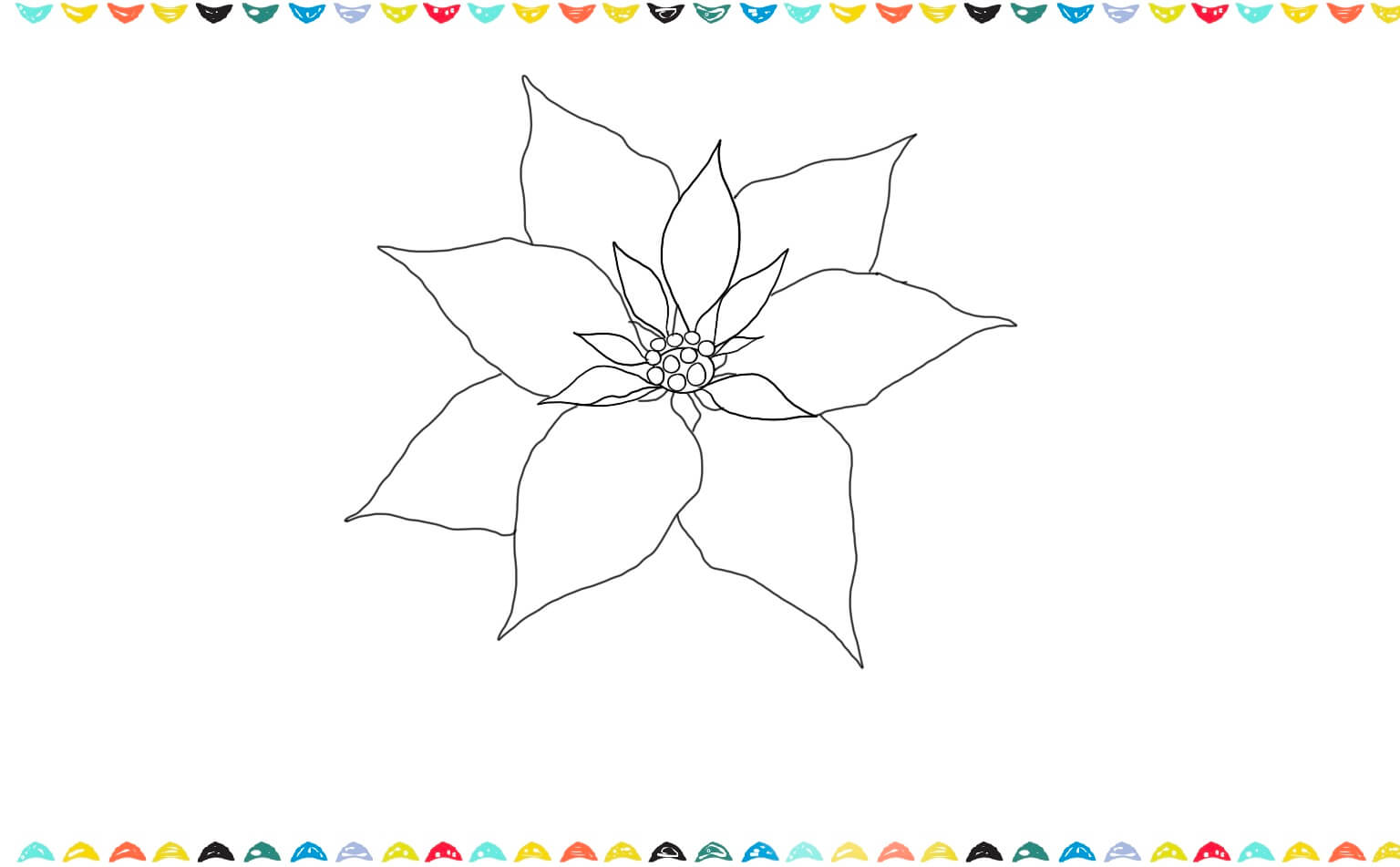 sketch larger petals for Poinsettia flower drawing step 4