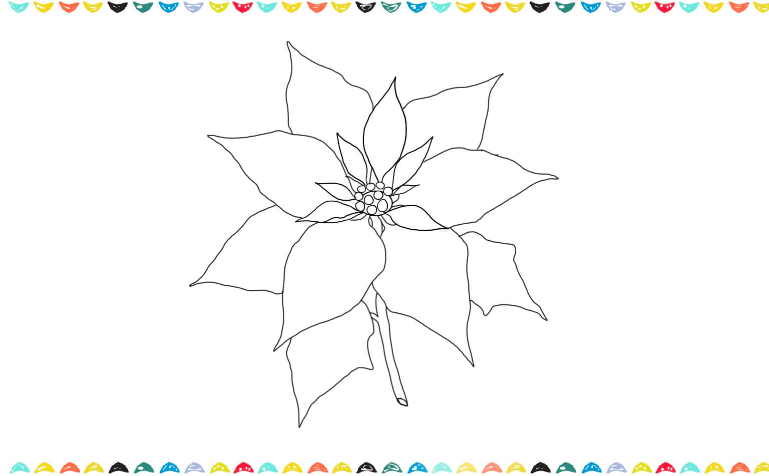 add the stem for the Poinsettia drawing step 6
