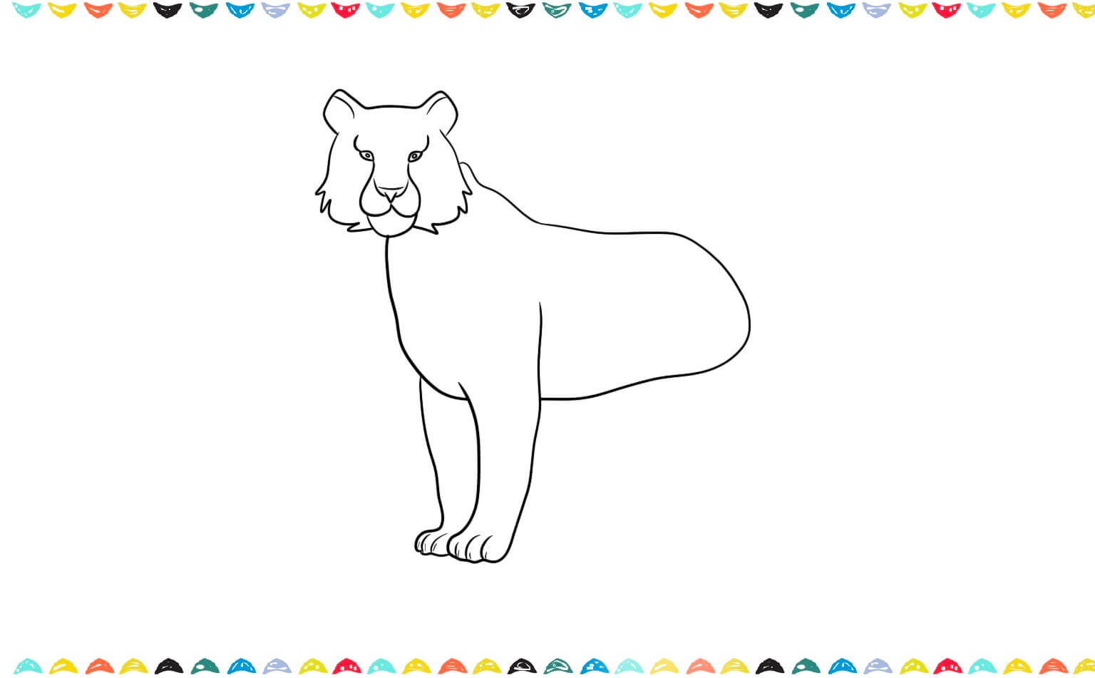 sketch two fornt legs to the tiger drawing step 6