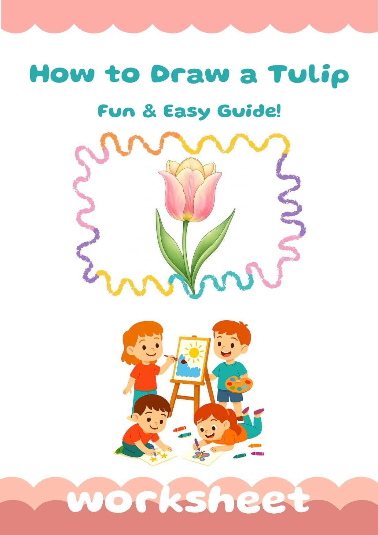 how to draw tulip - worksheet cover