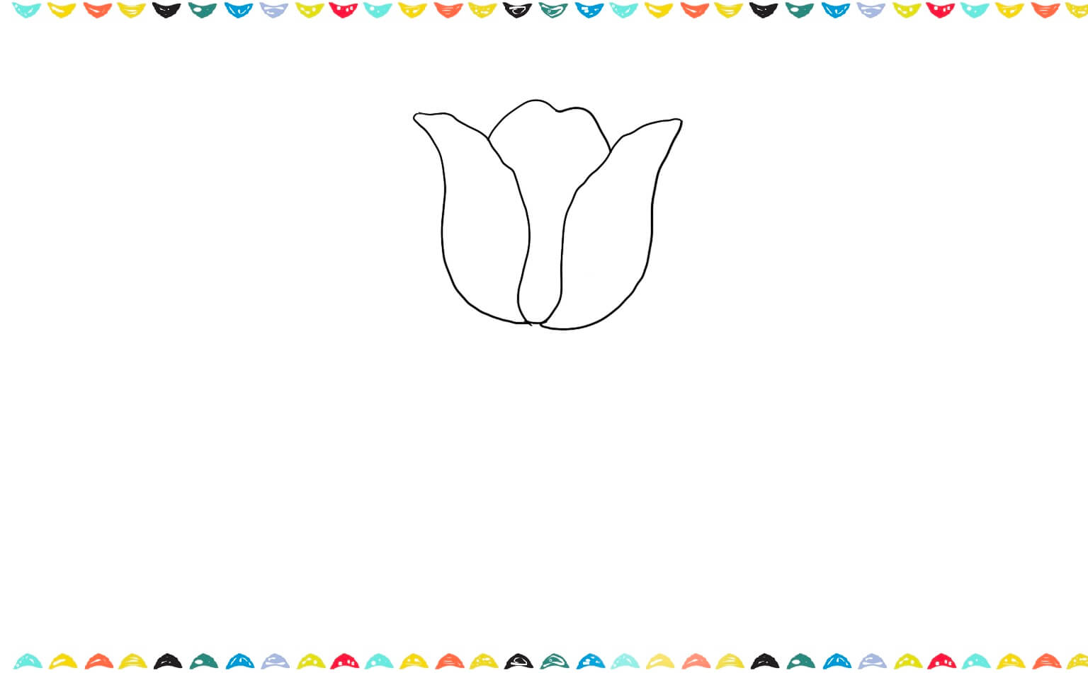 Add the two side petals to the tulip step 2