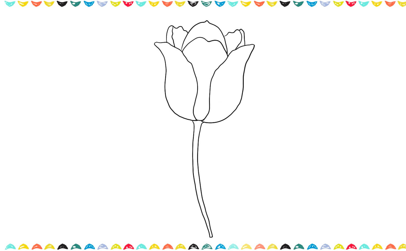 add a long stem to the tulip drawing step 4