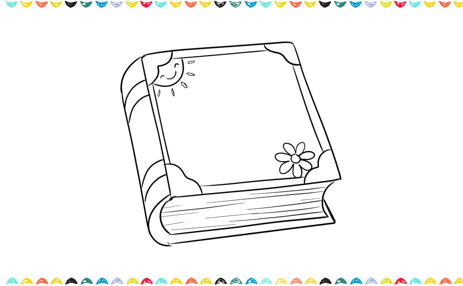 add cute designs on the cover of the book sketch step 6