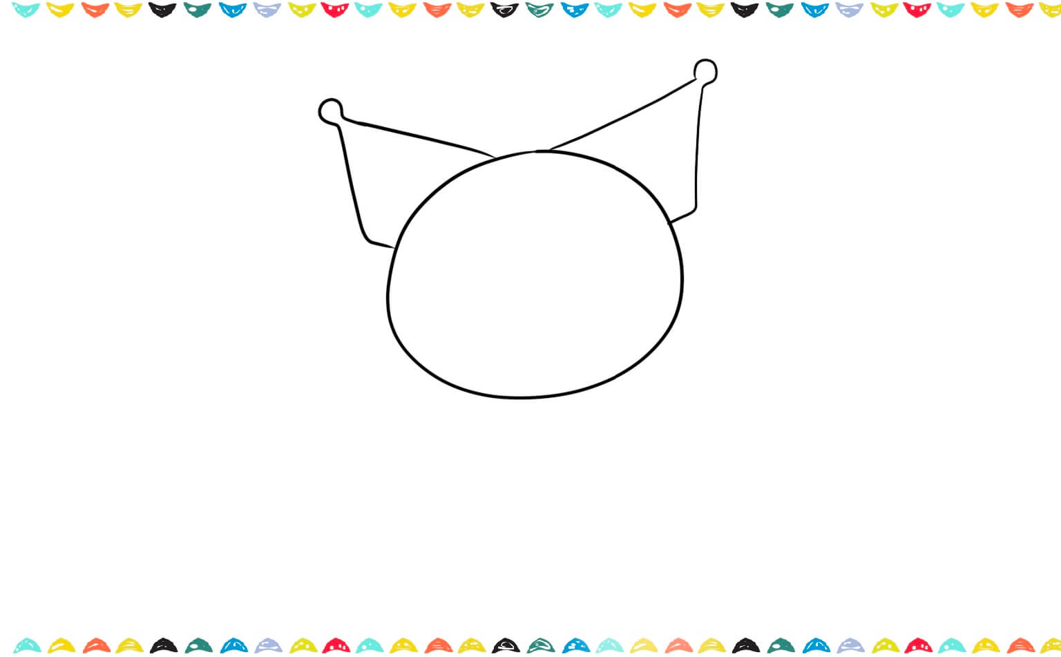 Step-by-step guide to drawing Kuromi's head and ears step 2