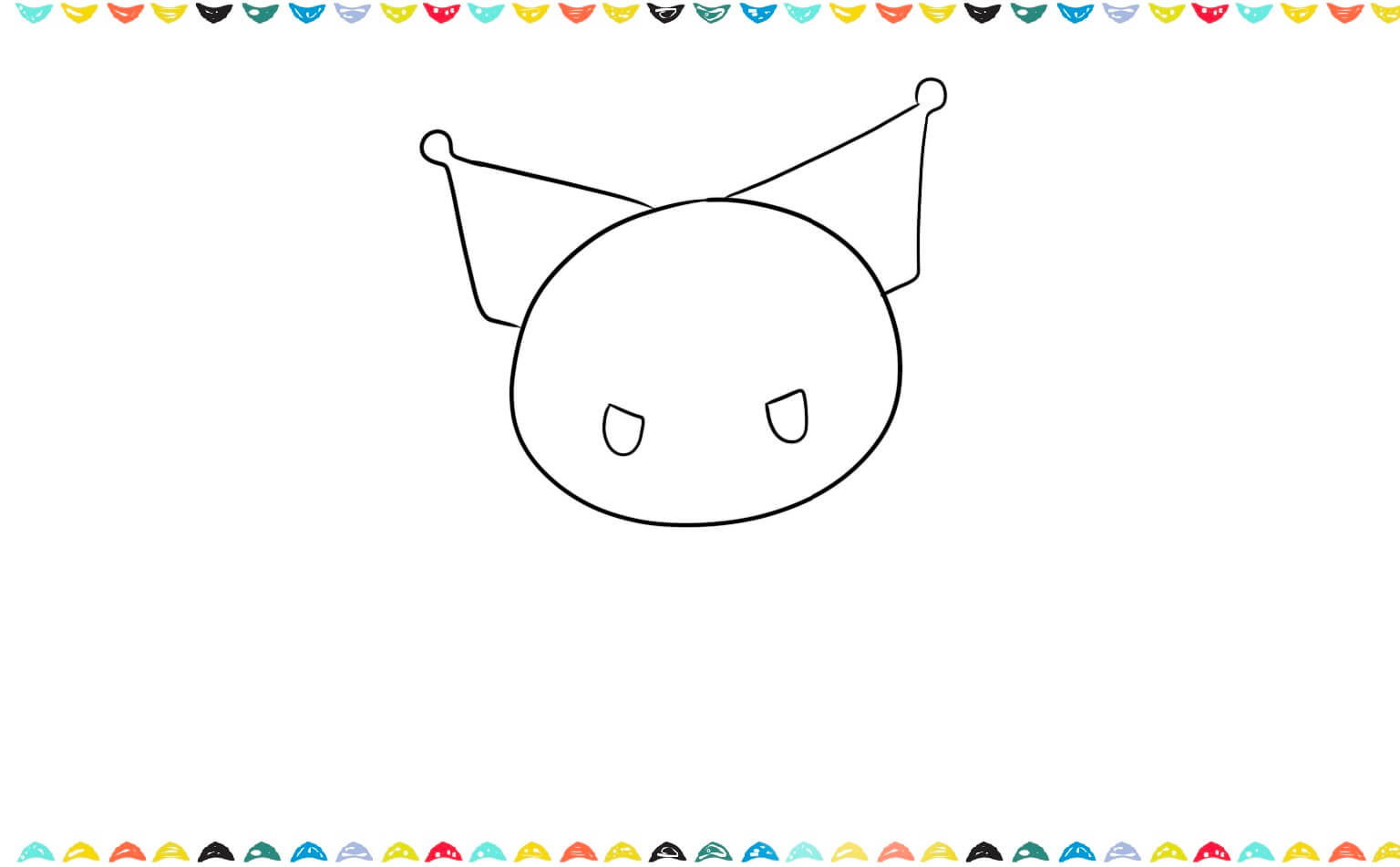 Illustrating Kuromi's downward eyes step 3
