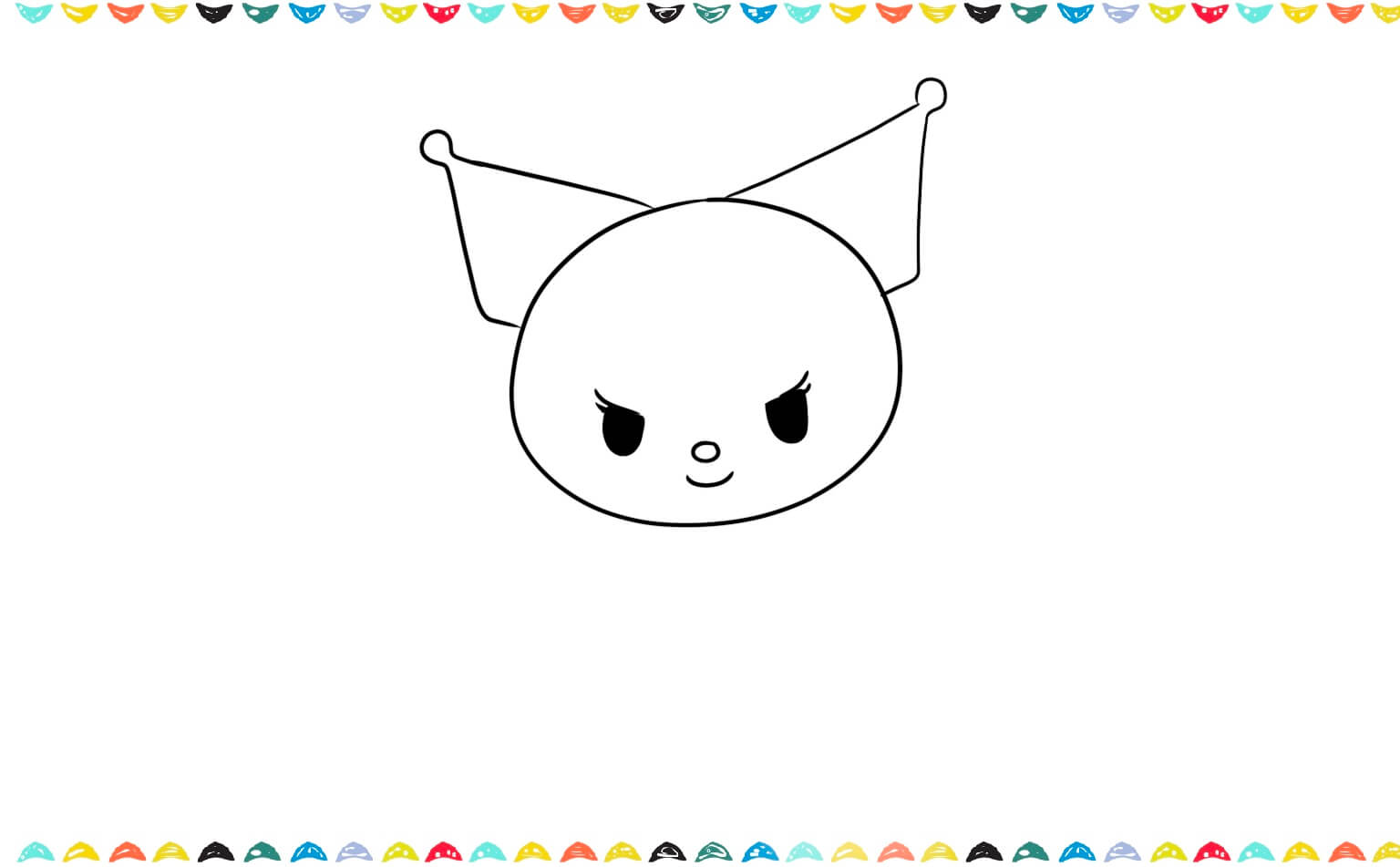 sketch kuromi's nose and smiling mouth step 5