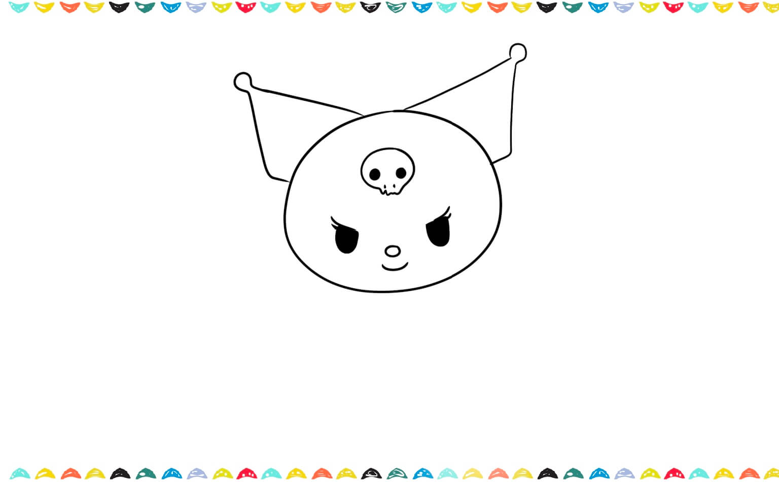 Illustrating Kuromi's mischievous skull accessory step 6