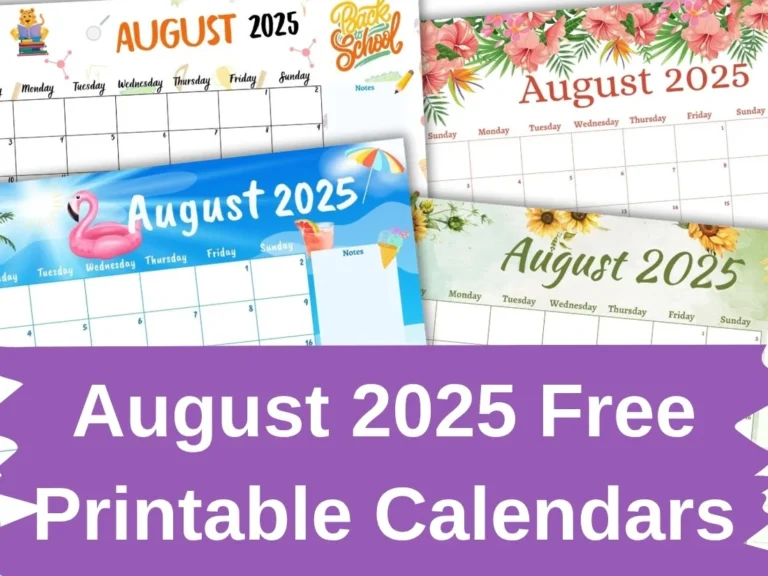 2025 August Free Calendars featured Image