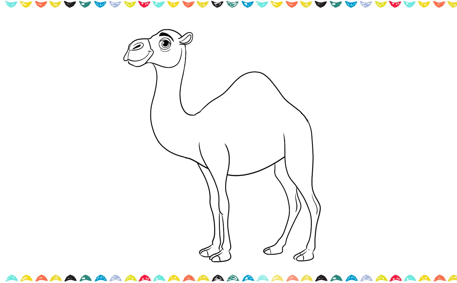 add two curved lines to create the camel's back legs step 10
