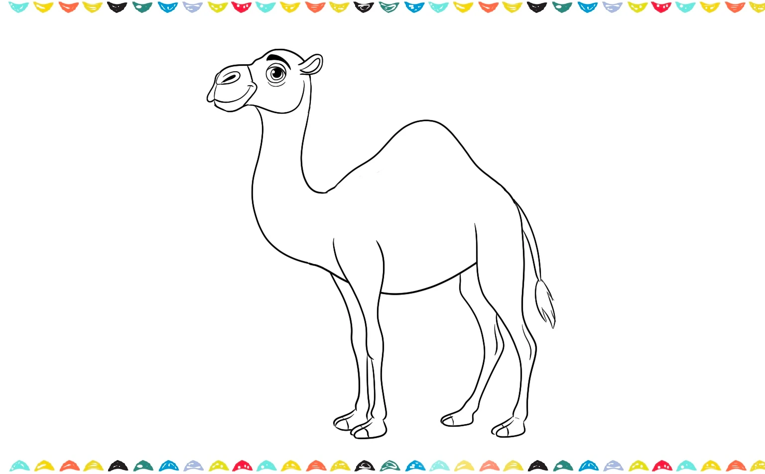 Sketch a short, flicked tail with a tuft of hair at the end on the back of the sketched camel step 11