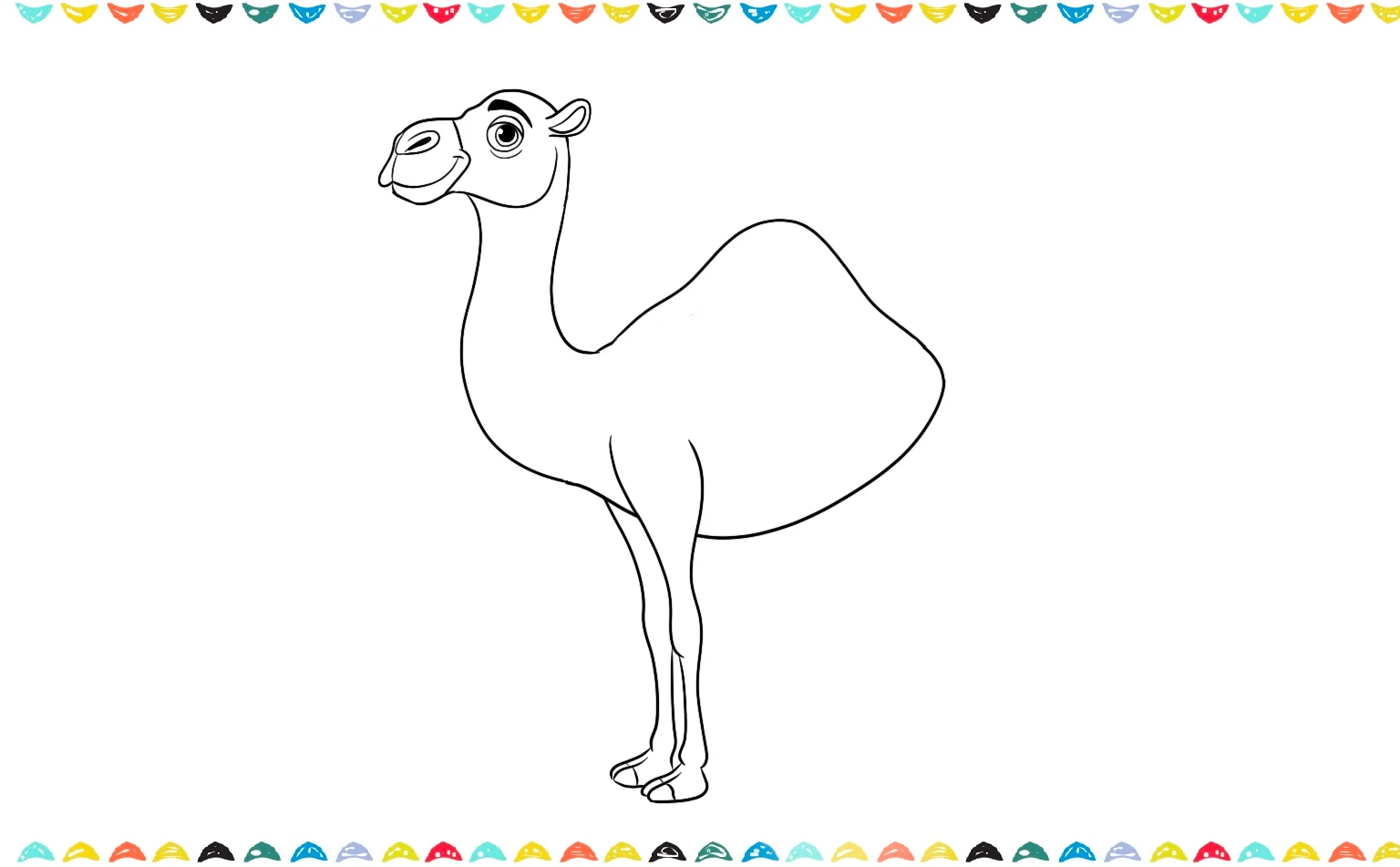 add two front legs with a joint and rounded feet to the camel drawing step 9