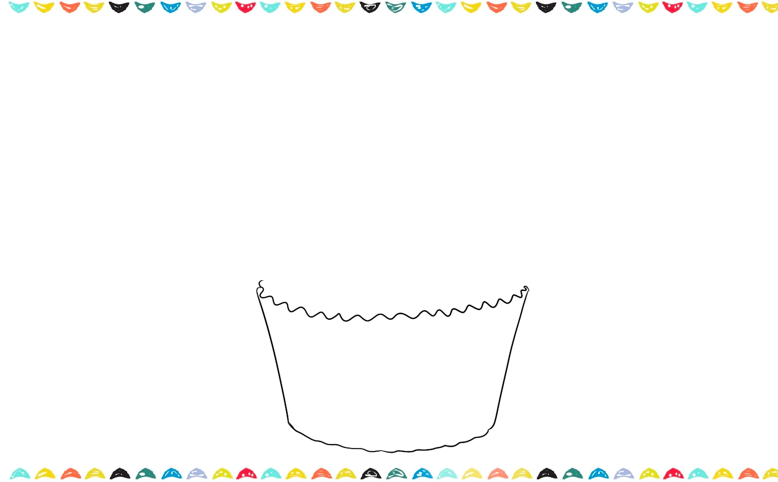 add two wavy horizontal lines to connect the vertical sides, completing the cupcake wrapper shape step 2