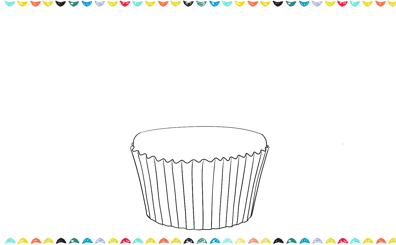 Draw a soft, bumpy oval shape inside the top of the cupcake wraper step 4
