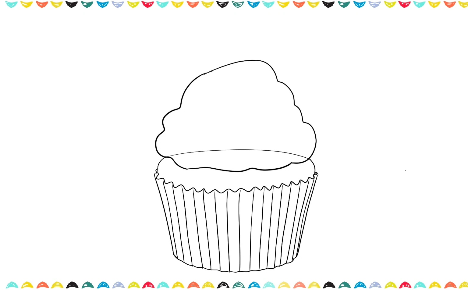 how to draw a cupcake easy - Draw a bubbly, cloud-like shape for the frosting on top of the cupcake base step 5