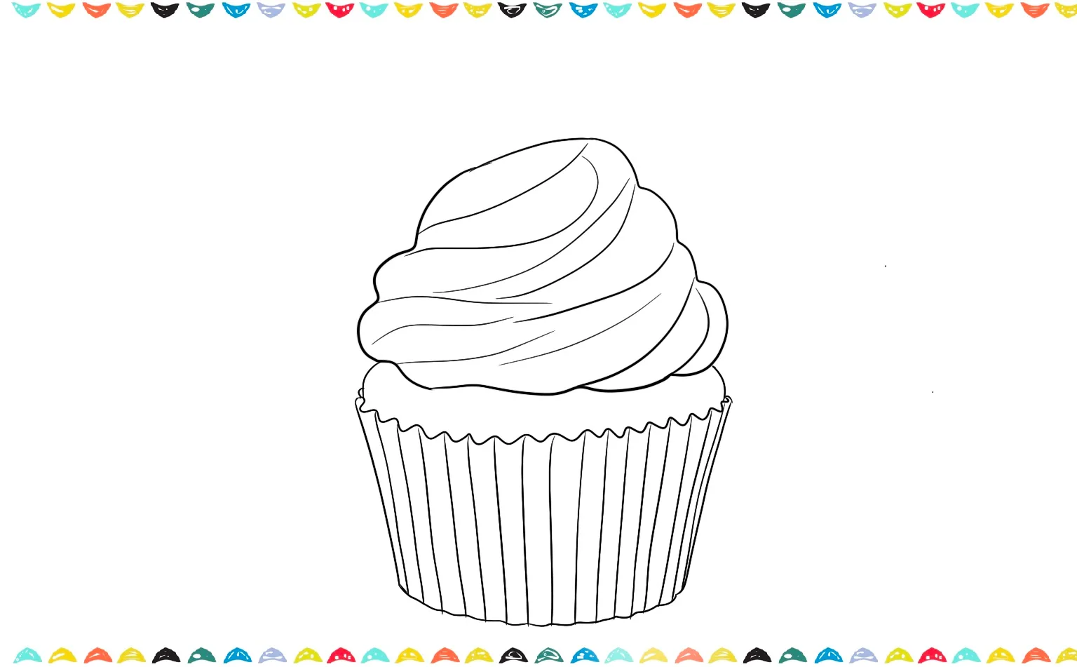 how to draw a cupcake easy -Draw extra curved horizontal lines across the top of the cupcake frosting to create a creamy texture effect step 7