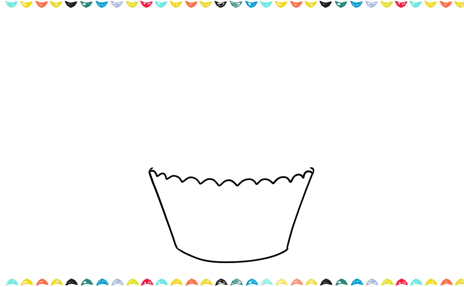 add the top curve of the cupcake wraper with sig-zag lines step 2