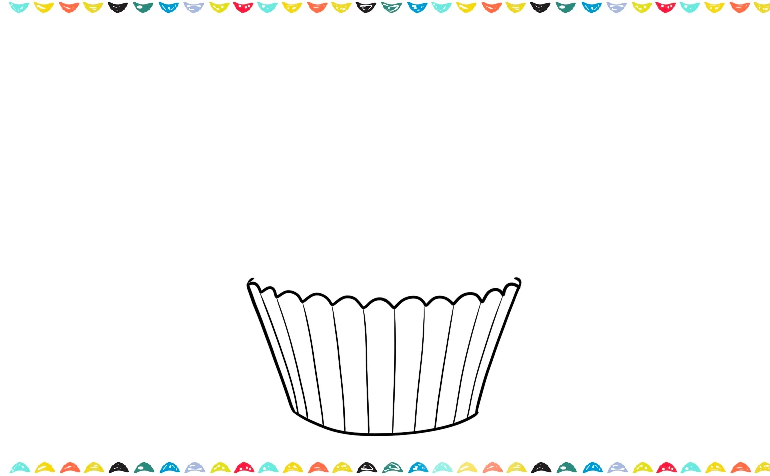 draw vertical lines inside the cupcake wrapper to create the folded paper effect step 3
