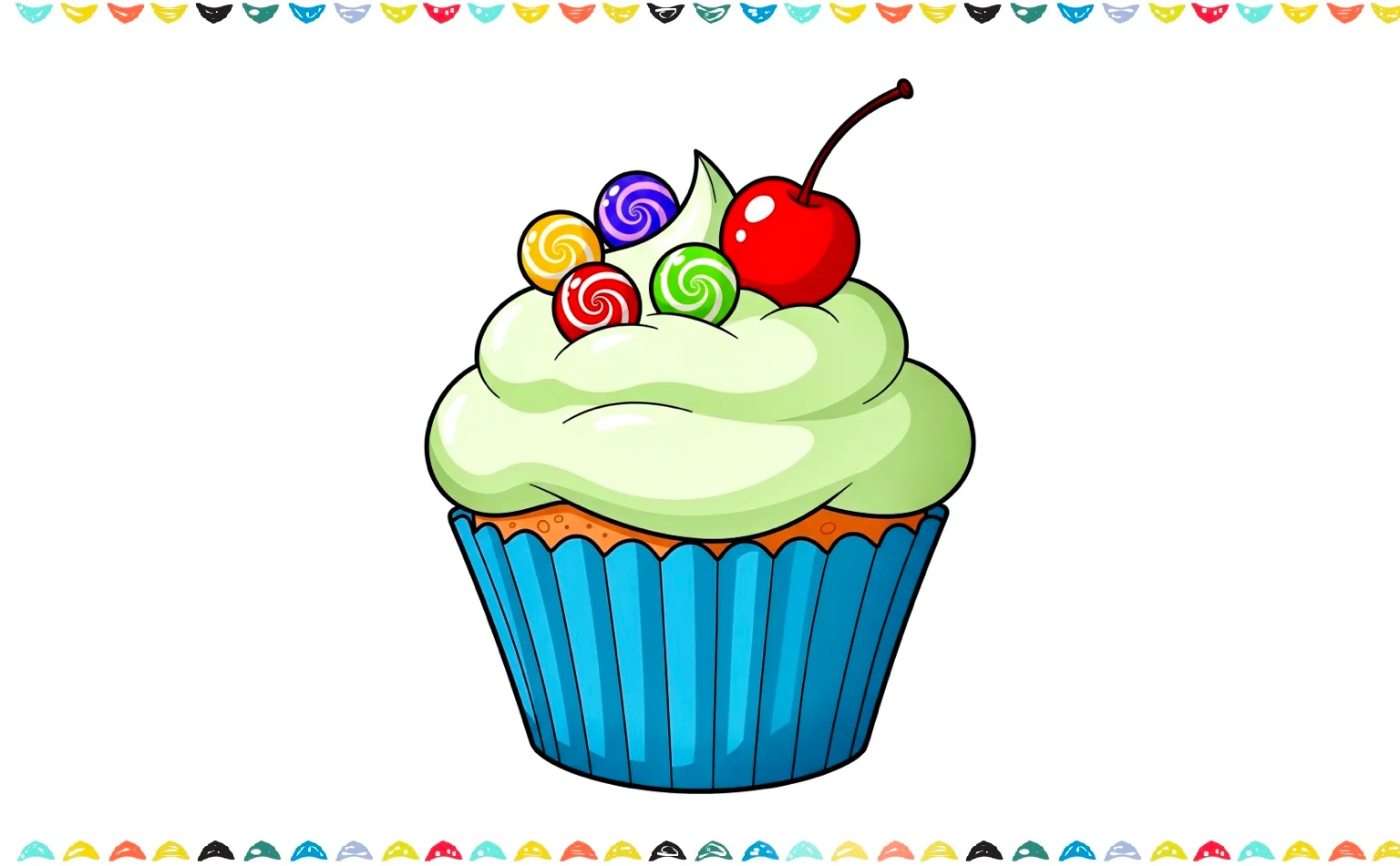 how to draw a cupcake easy - color the finished drawing step 9