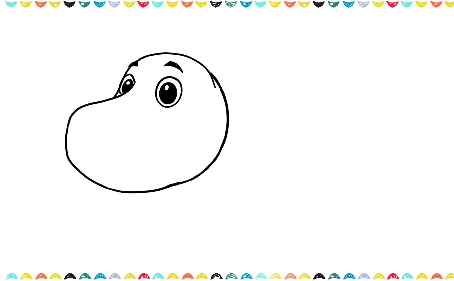 sketch the eyes and eyebrows for the hippopotamus step 3