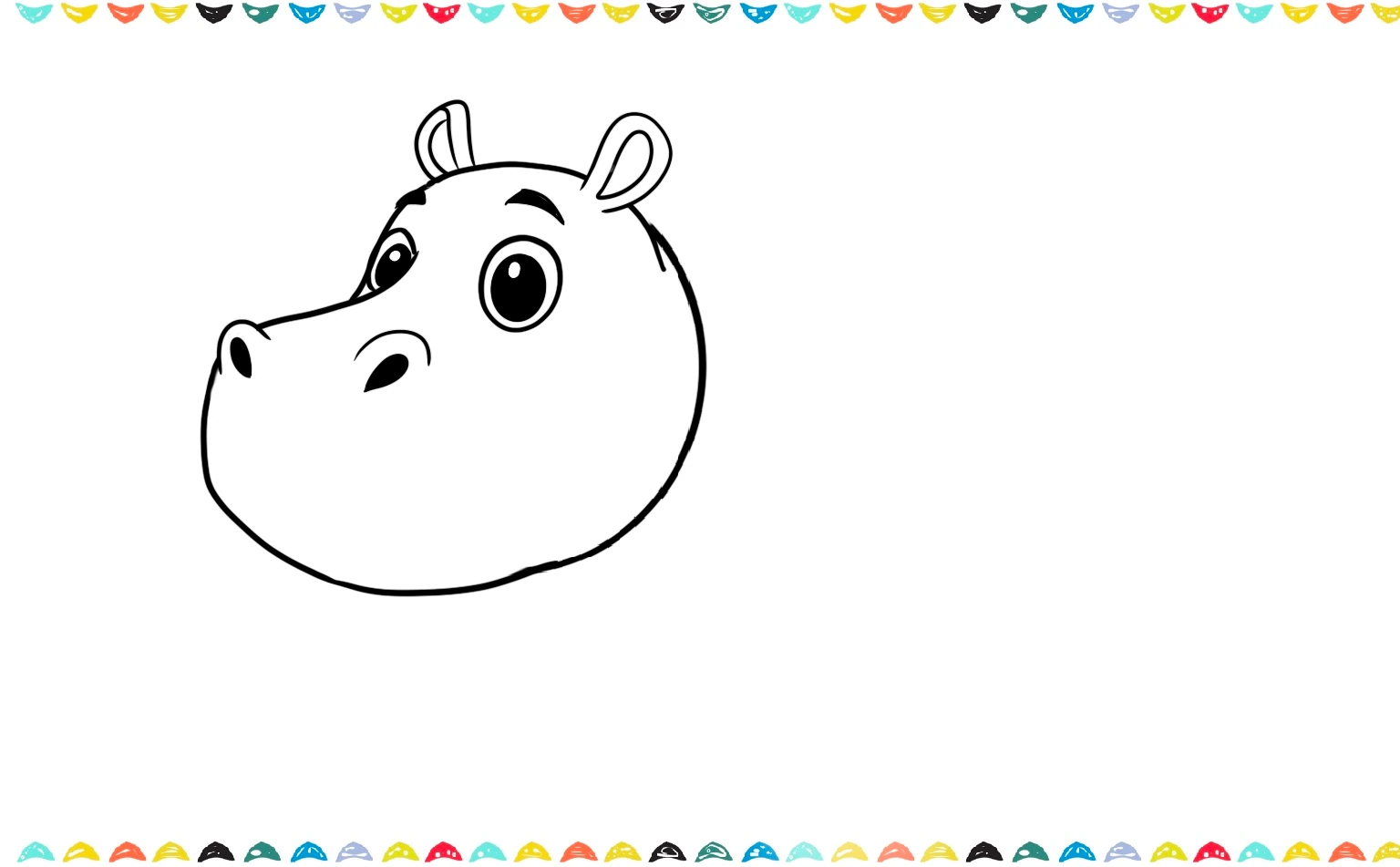 add the ears and nostrils on hippo's face step 4 