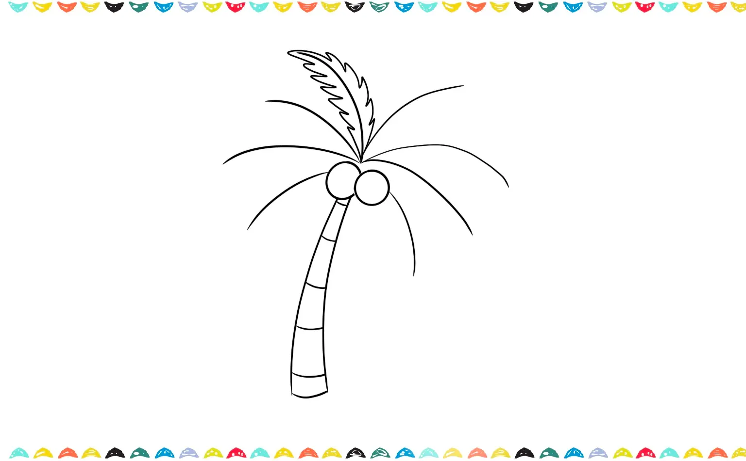 draw a short leaf shape for the easy palm tree drawing step 6