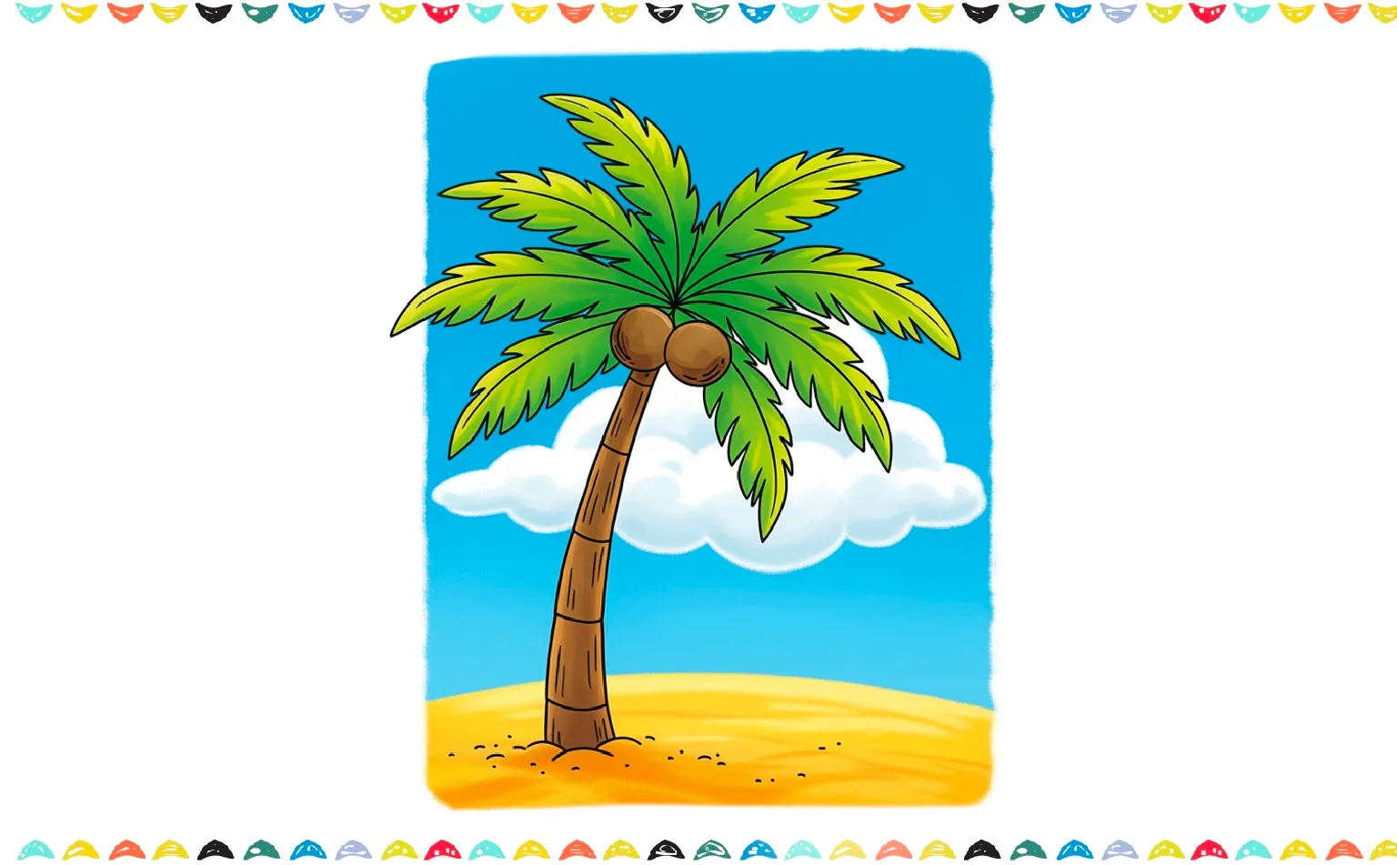 color the simple palm tree drawing step 9