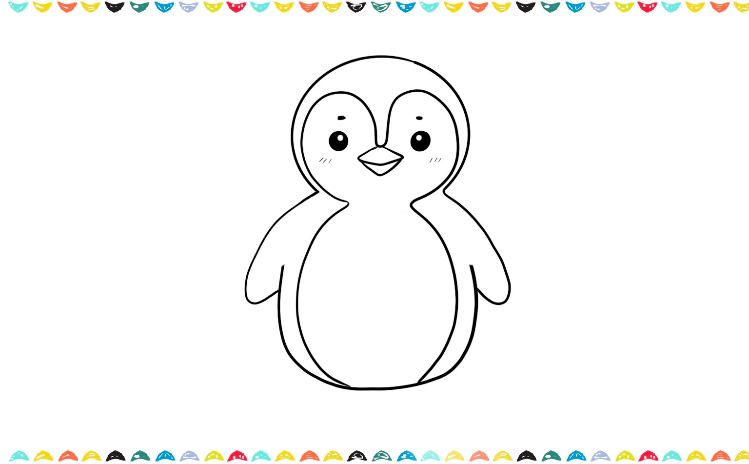 Add two downward-pointing curved flippers to the sides of the penguin's oval body to show how it swims through the water step 6 