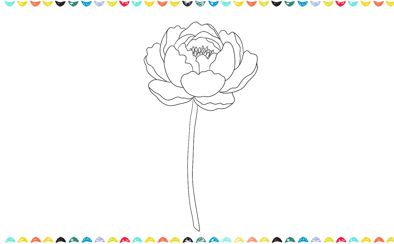 how to draw a peony flower - add the stem step 7