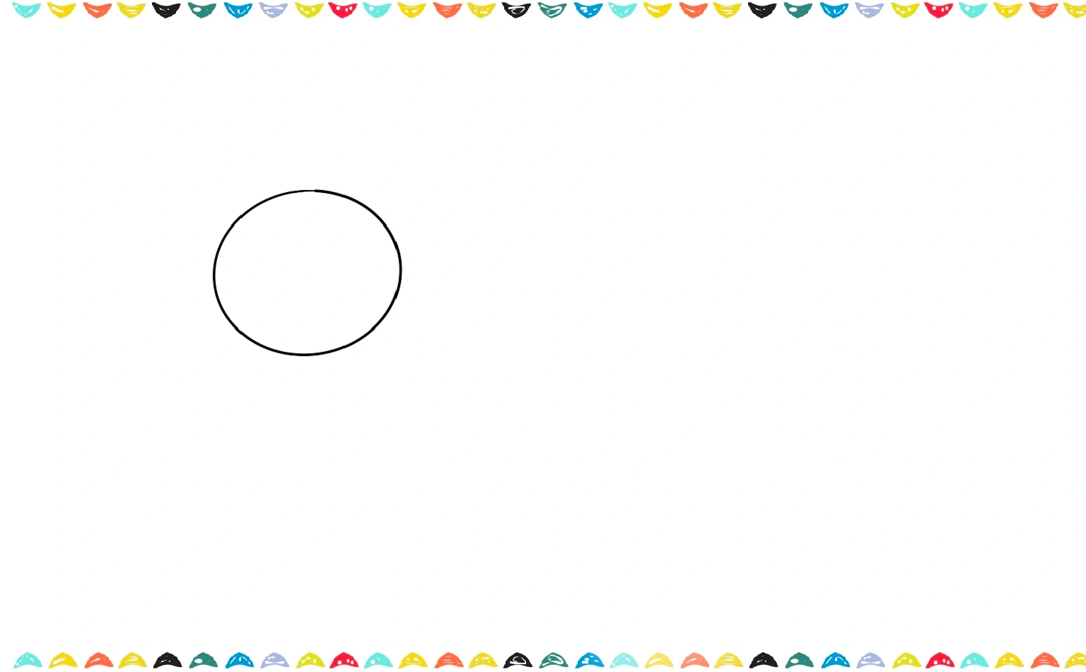 drawing an oval for the turtle's head step 1