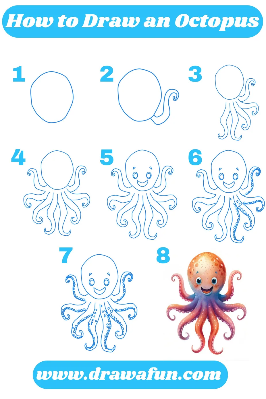 how to draw an octopus step by step instructions 