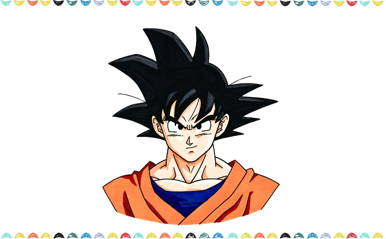 how to draw goku finished colored drawing