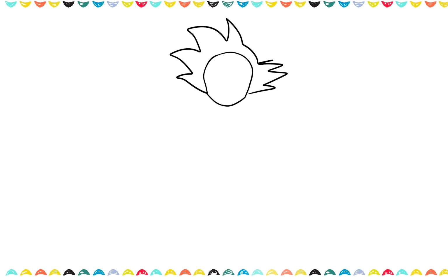 Drawing the large, sharp, spiky triangles around the back and top of the head for his iconic Saiyan hair step 3