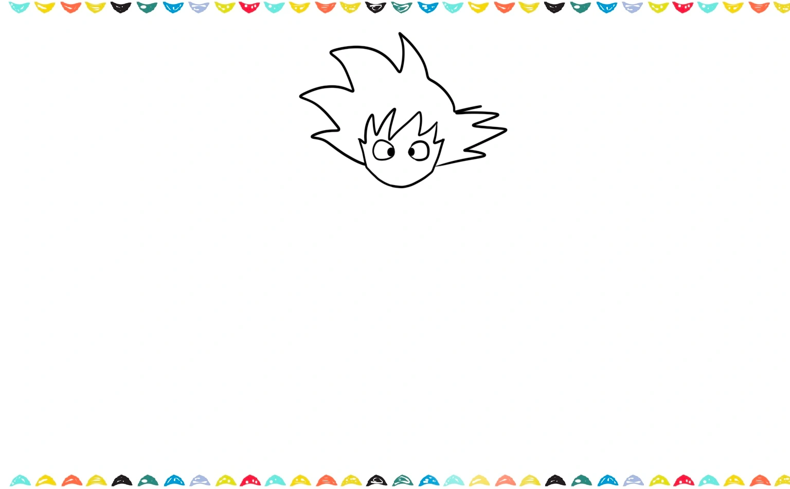 Sketching the sharp, intense, slanted eyes for Goku's determined expression step 5