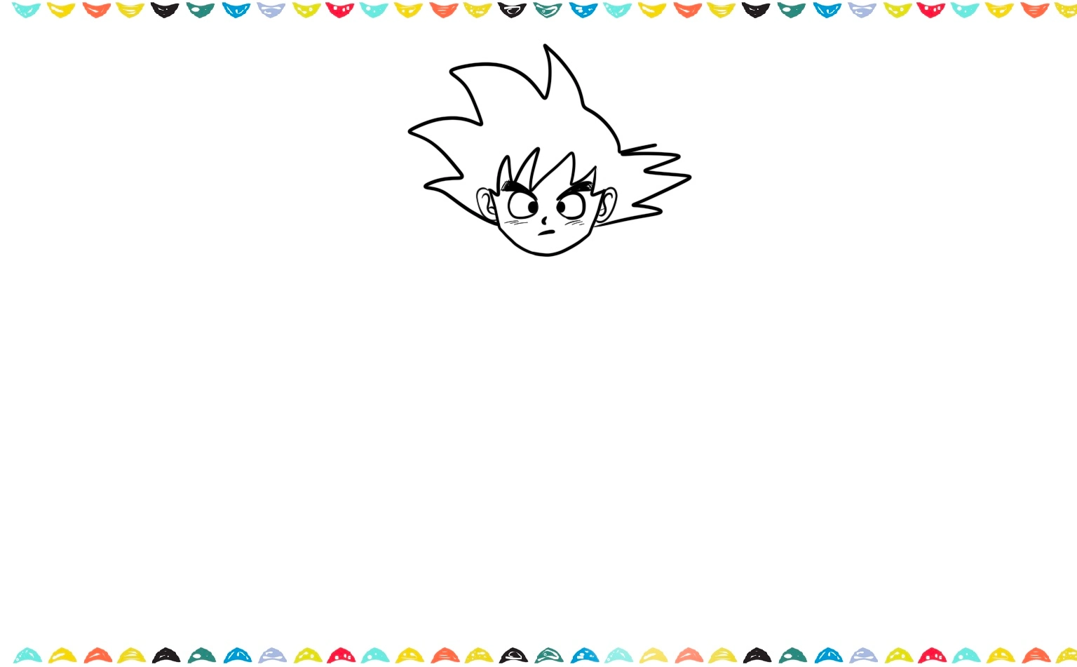 Adding the thick eyebrows, small nose, and serious mouth to complete Goku's determined facial expression step 6