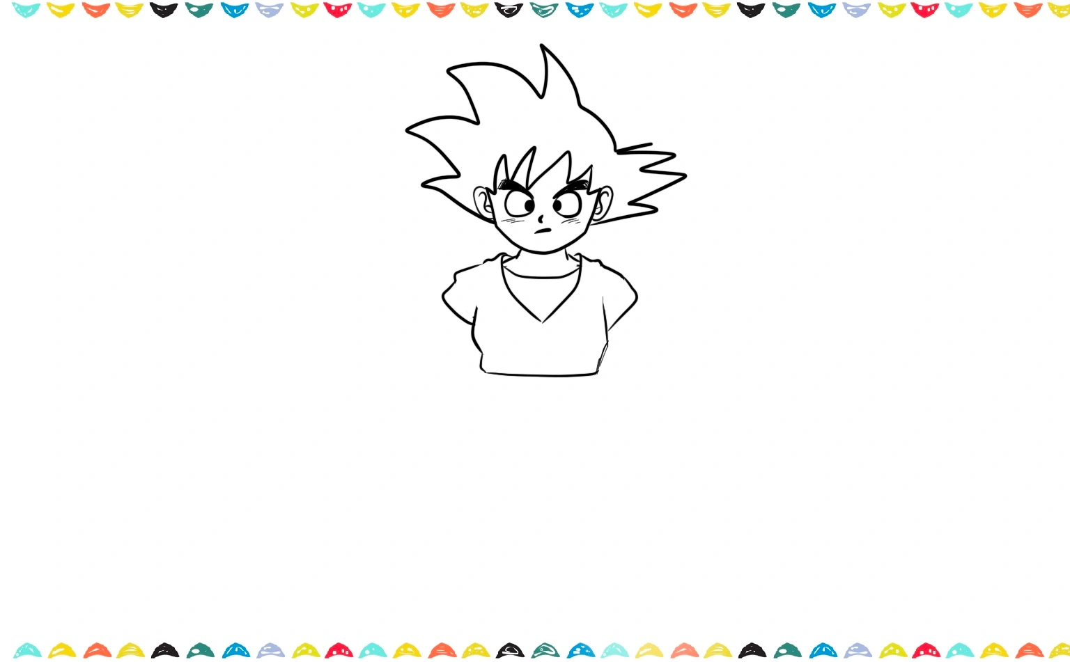 Sketching the signature V-shaped collar wrap and the upper part of Goku's undershirt step 7