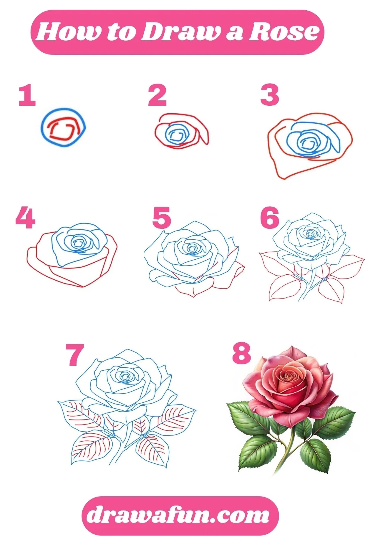 how to draw a rose step by step instructions