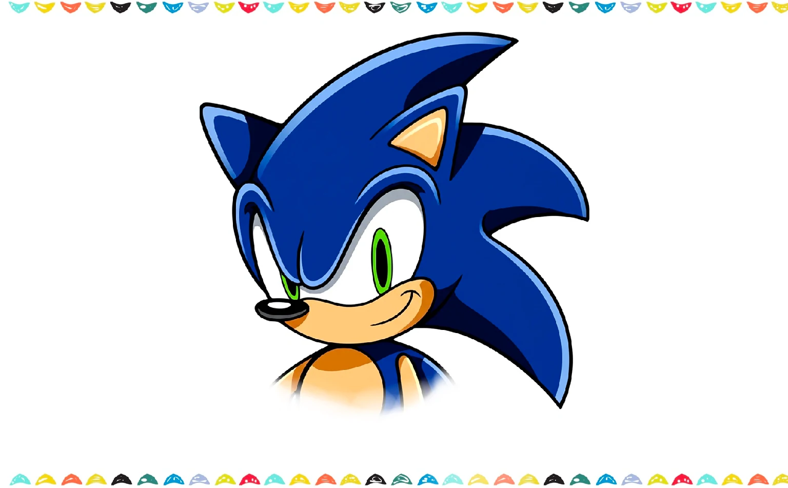 How to draw Sonic’s head - finished anc colored final Sonic drawing step 10