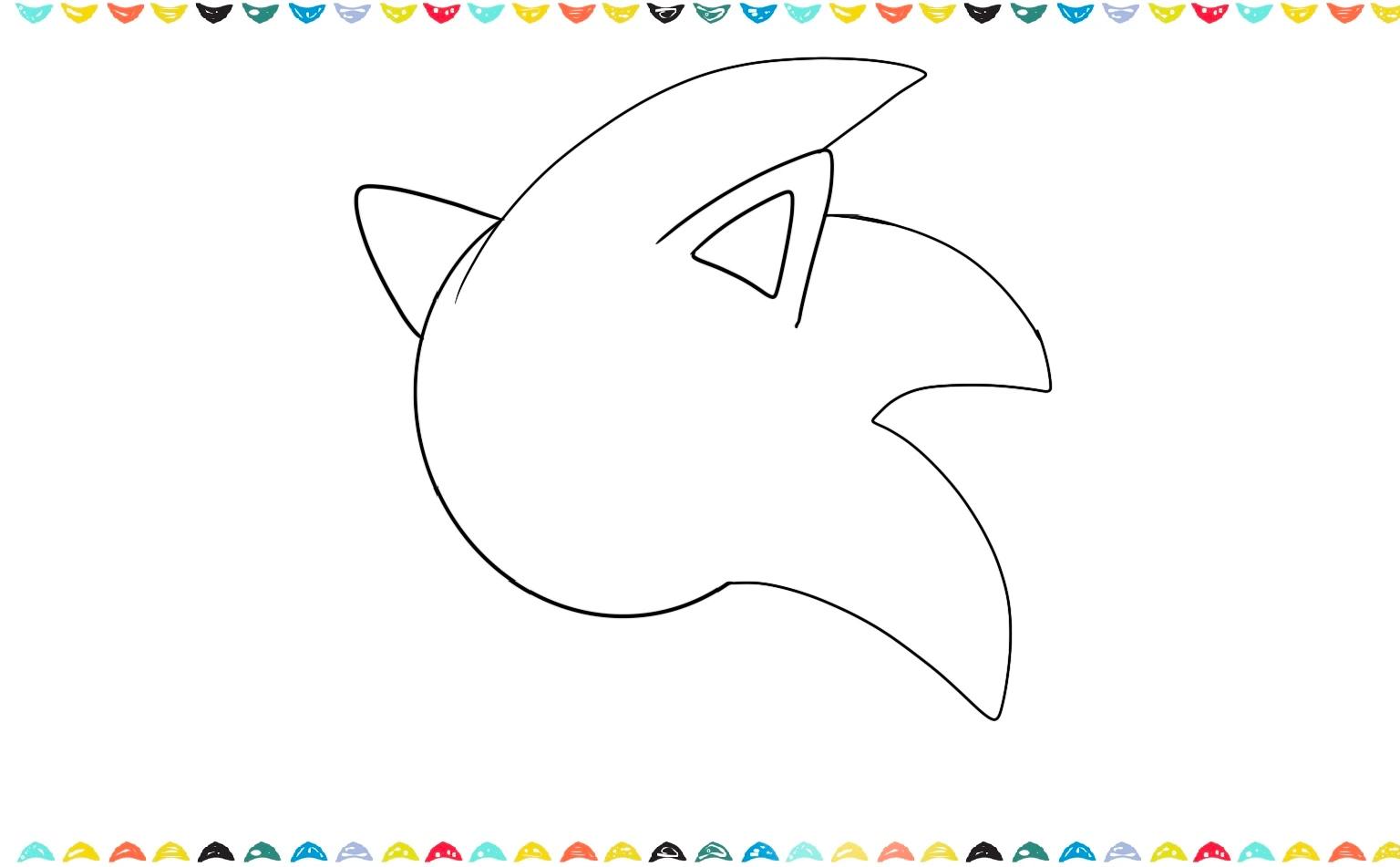 Sketch two pointed triangles on top of the circle for Sonic's ears, and add a smaller triangle inside each one for the inner detail step 3