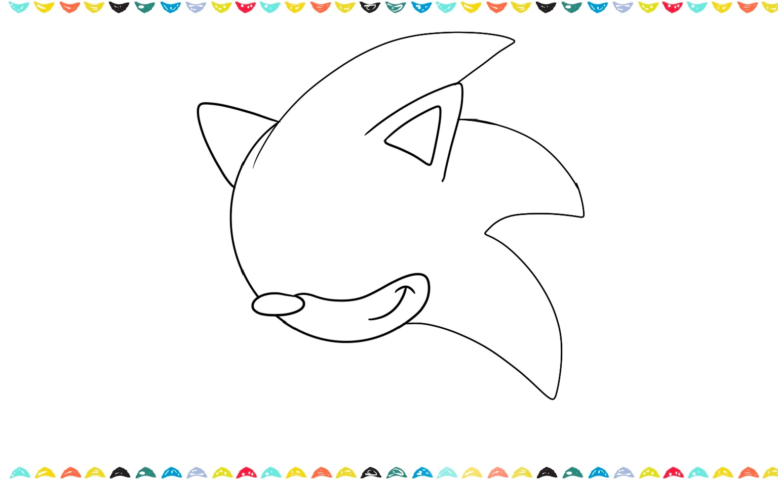 Add a cheerful, confident smile and cheek lines to Sonic's head step 4