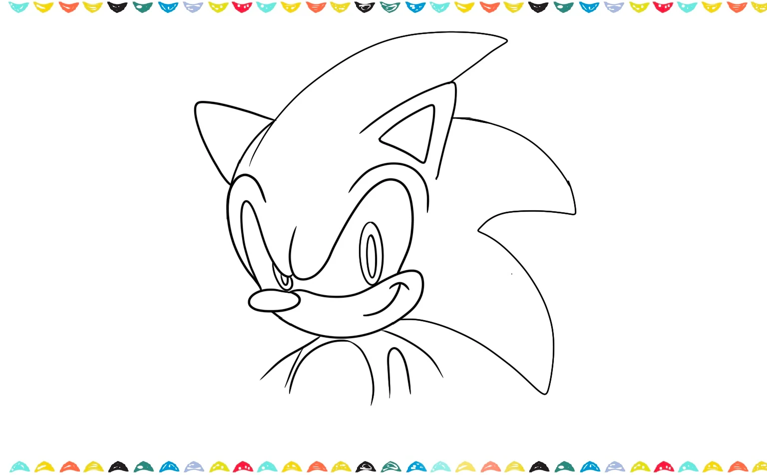 Sketch a small half circle for Sonic's body underneath the head and an half oval inside the body for the chest Step 8