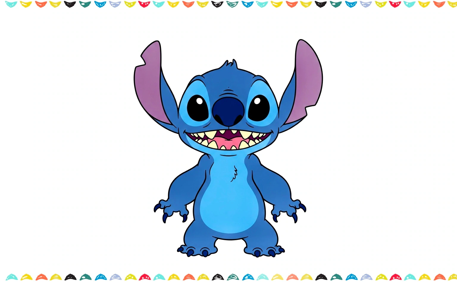 How to draw Stitch step by step - color the finished Stitch drawing step 12