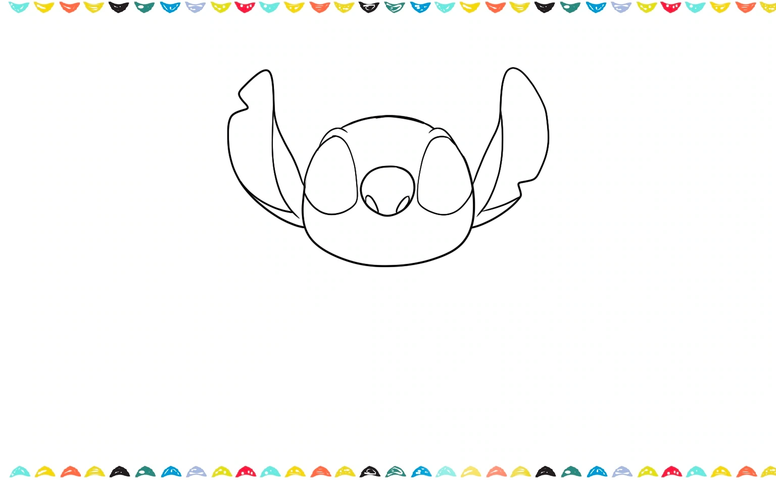 Draw the eyes and eyebrows to Stitch step 5