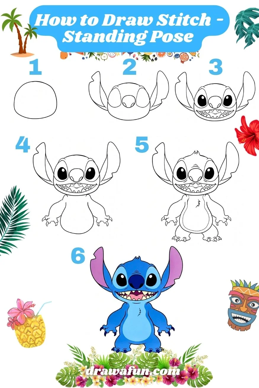 how to draw a stitch step by step instructions