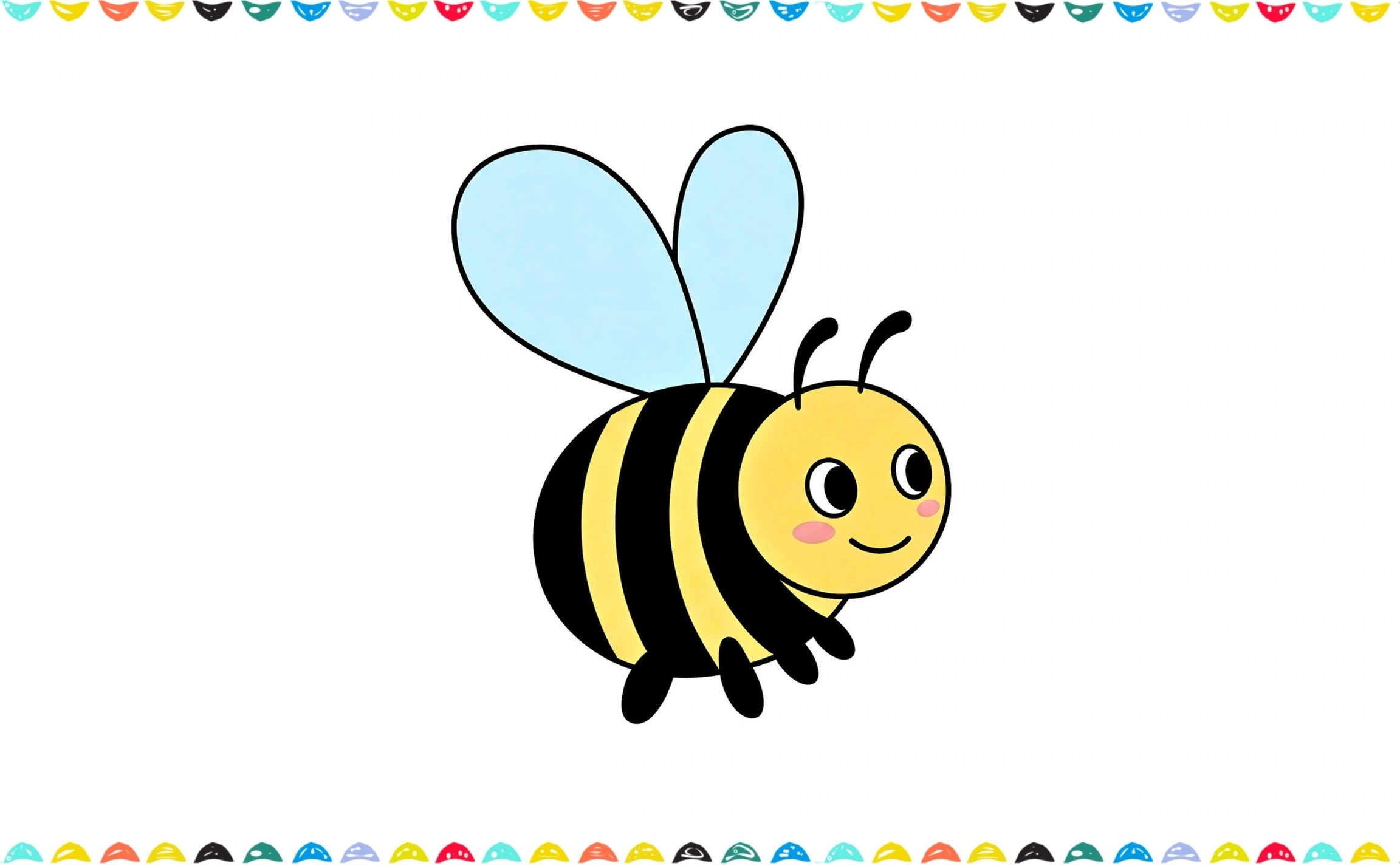 how to draw a bee - finished and colored bee drawing step 9