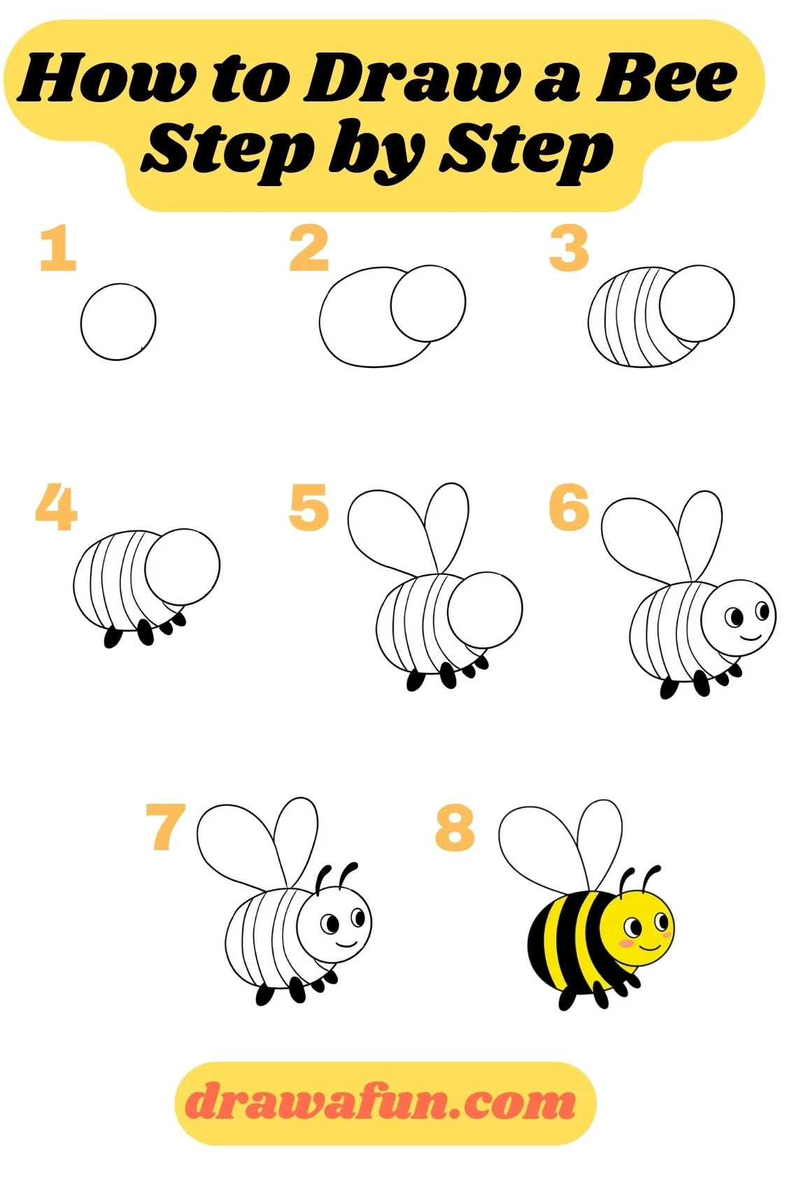 how to draw a bee step by step instructions 