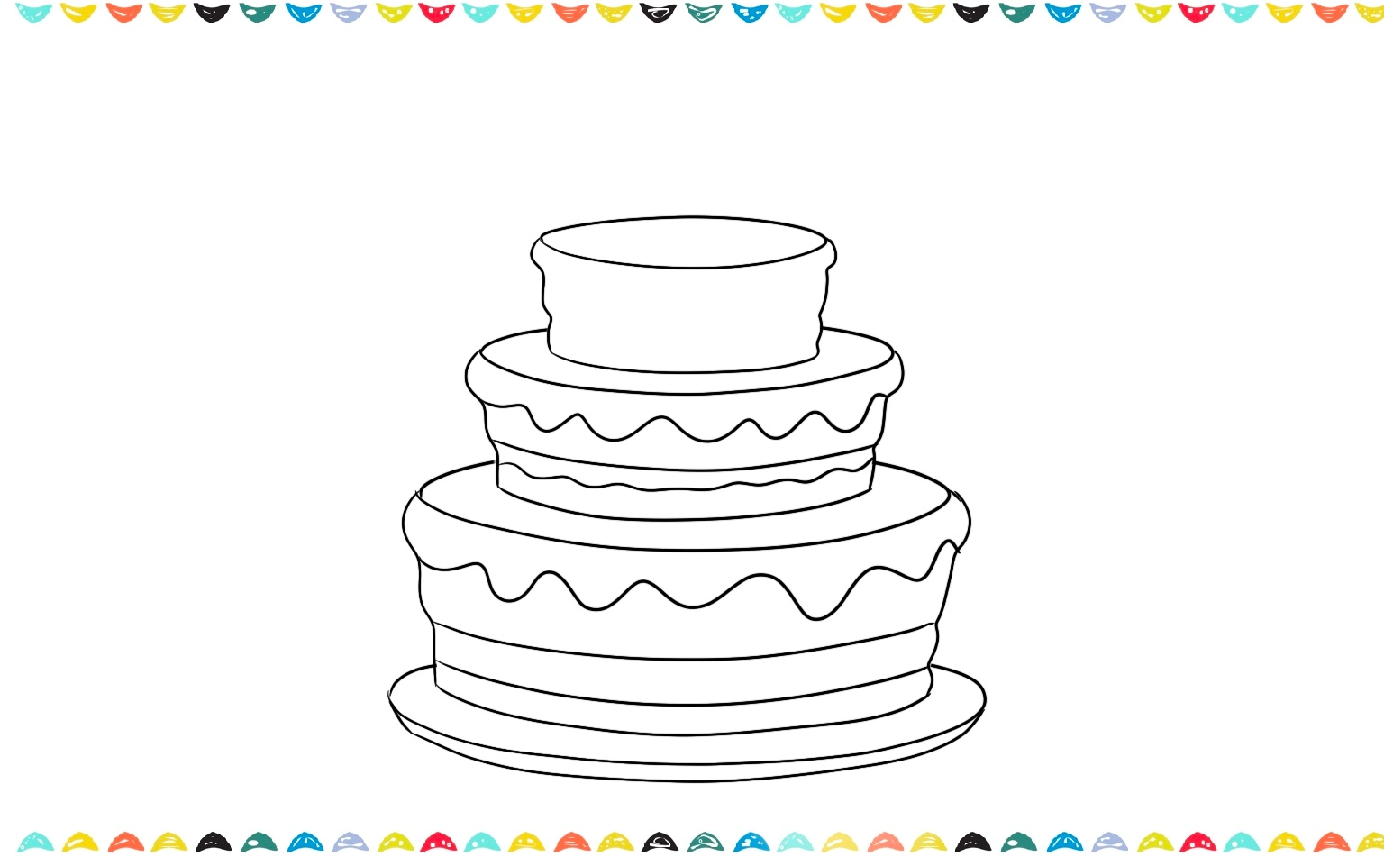 Draw one more small layer on top of the cake drawing step 7 