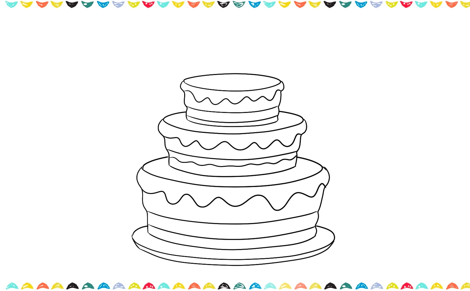 draw another wavy icing line above the other layers of cake drawing step 8 