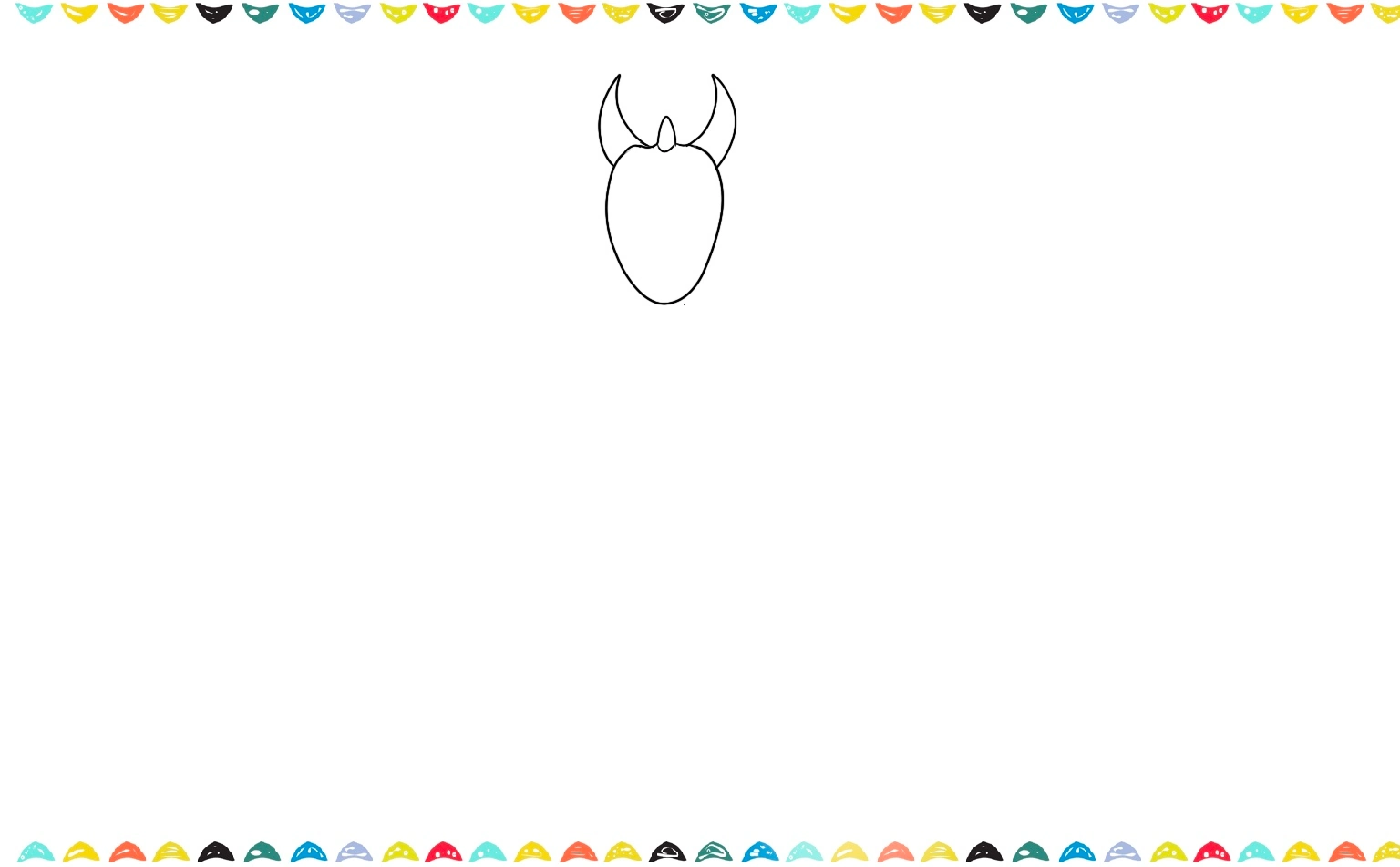 add horns to the cartoon drawing sketch step 2