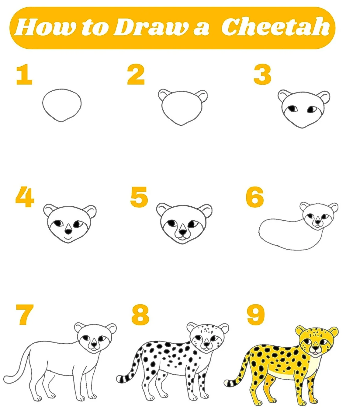 How To Draw A Cheetah Easy Step by Step Tutorial For Kids 